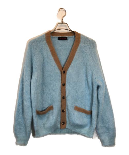 CABAN（キャバン）CABaN (キャバン) モヘヤ Vネックバイカラーカーディガン ブルー サイズ:Fの古着・服飾アイテム
