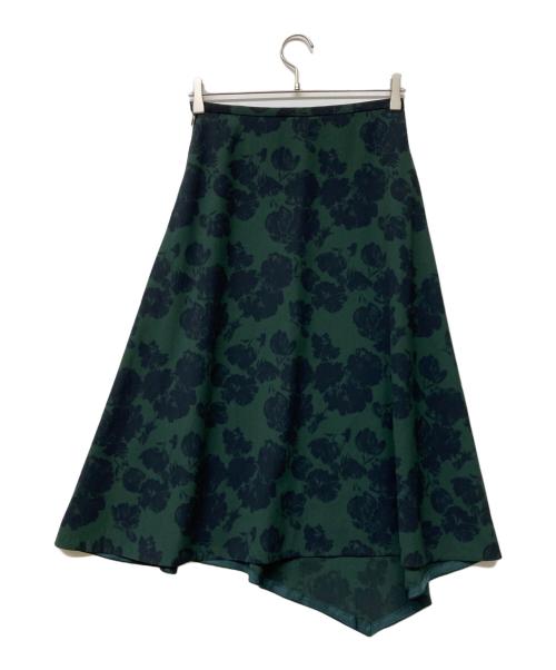 TOMORROW LAND（トゥモローランド）TOMORROW LAND (トゥモローランド) シャドーフラワープリント アシンメトリーサーキュラースカート ブラック サイズ:36 未使用品の古着・服飾アイテム