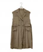 Nobleノーブル）の古着「オーガンジーWボタンロングジレ」｜ベージュ