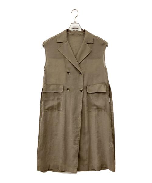 Noble（ノーブル）Noble (ノーブル) オーガンジーWボタンロングジレ ベージュ サイズ:36の古着・服飾アイテム