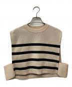 HYKEハイク）の古着「TRIPED SWEATER CROPPED TOP」｜ベージュ