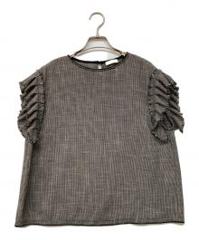 BALLSEY（ボールジィ）の古着「カラミ フリルスリーブブラウス」｜ブラック