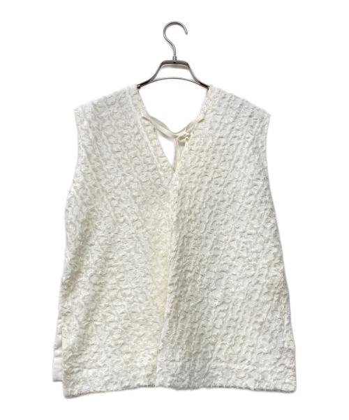 MACPHEE（マカフィー）MACPHEE (マカフィー) カットジャカード Vネックプルオーバー アイボリー サイズ:36の古着・服飾アイテム