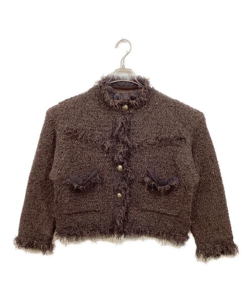 Curensology（カレンソロジー）Curensology (カレンソロジー) エトワールニットツイードカーディガン ブラウン サイズ:FREEの古着・服飾アイテム