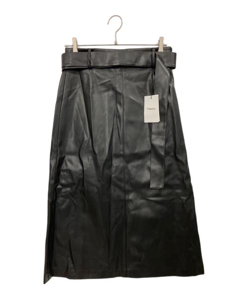 theory（セオリー）theory (セオリー) BEDFORD FAUX LEATHER/BELTED A LINE SK / フェイクレザースカート ブラック サイズ:4 未使用品の古着・服飾アイテム