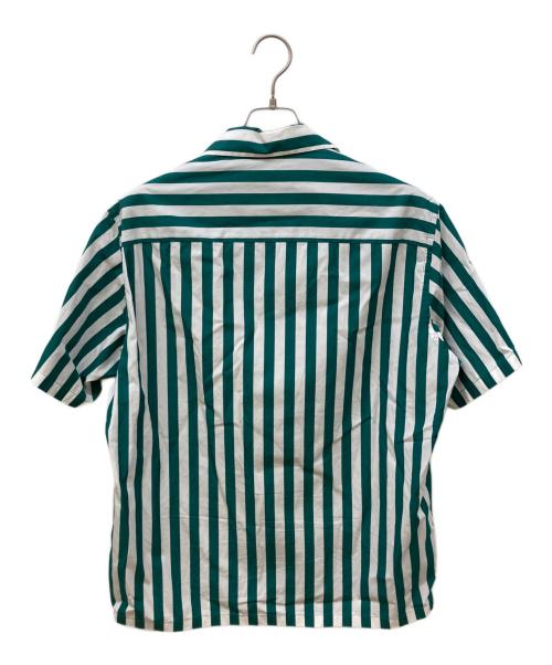 ESTNATION（エストネーション）ESTNATION (エストネーション) ロンドンストライプオープンカラーシャツ グリーン×ホワイト サイズ:SIZE Lの古着・服飾アイテム