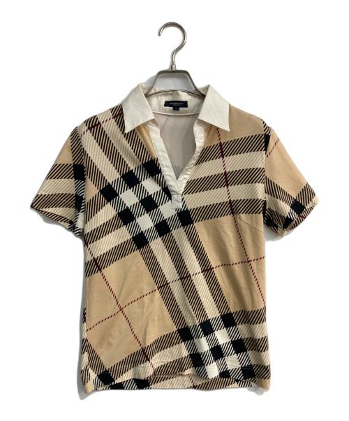BURBERRY LONDON（バーバリーロンドン）BURBERRY LONDON (バーバリーロンドン) チェック柄スキッパーシャツ　FA076-053-14 ベージュ サイズ:2の古着・服飾アイテム