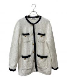 ARPEGE STORY（アルページュストーリー）の古着「ノーカラーツイードジャケット」｜ホワイト