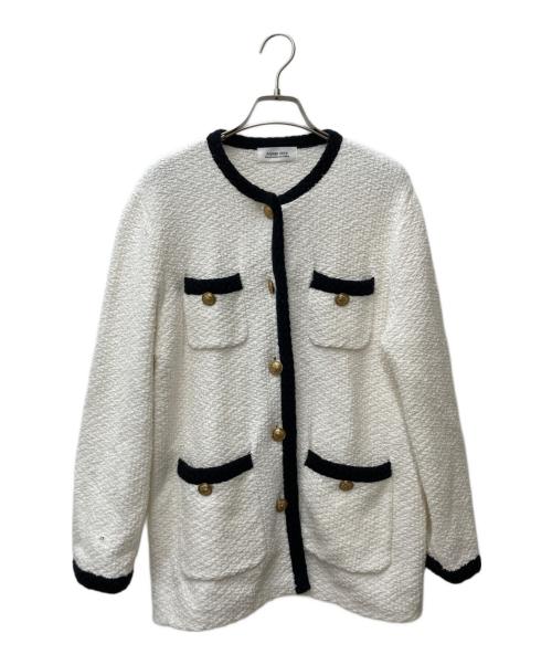 ARPEGE STORY（アルページュストーリー）ARPEGE STORY (アルページュストーリー) ノーカラーツイードジャケット ホワイト サイズ:2の古着・服飾アイテム