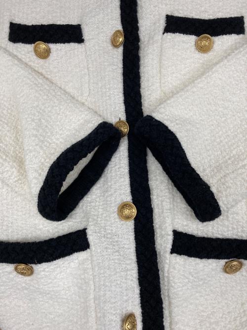 ARPEGE STORY（アルページュストーリー）ARPEGE STORY (アルページュストーリー) ノーカラーツイードジャケット ホワイト サイズ:2の古着・服飾アイテム