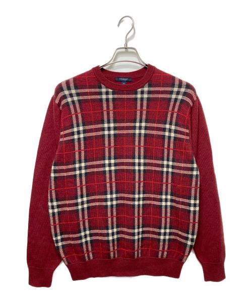 BURBERRY LONDON（バーバリーロンドン）BURBERRY LONDON (バーバリーロンドン) ノヴァチェックニット レッド サイズ:Ｍの古着・服飾アイテム