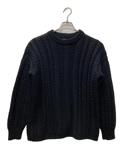 GUERNSEY WOOLLENS（ガンジーウーレンズ）GUERNSEY WOOLLENS (ガンジーウーレンズ) ケーブルニット 15AW02 ブラック サイズ:38の古着・服飾アイテム