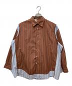 N.HOOLYWOODエヌ ハリウッド）の古着「ビッグシルエットストライプシャツ」｜ブラウン×ブルー