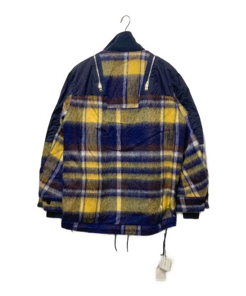 sacai（サカイ）sacai (サカイ) 異素材切替モヘアジップブルゾン ネイビー サイズ:1の古着・服飾アイテム