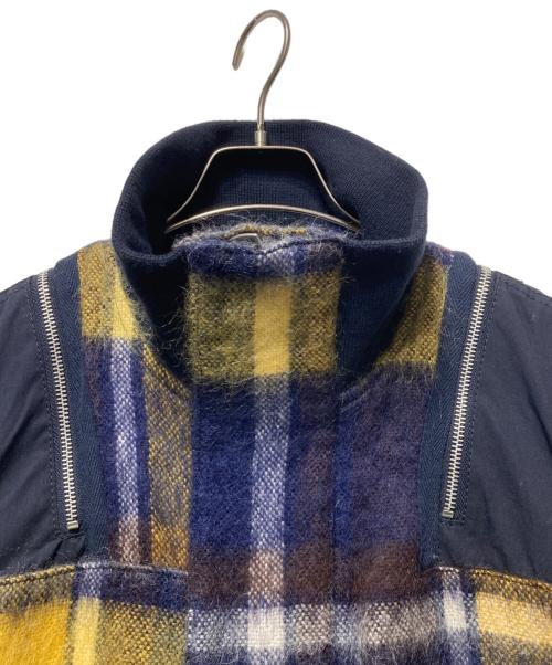 sacai（サカイ）sacai (サカイ) 異素材切替モヘアジップブルゾン ネイビー サイズ:1の古着・服飾アイテム
