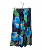 BALLSEYボールジィ）の古着「ダブルフラワープリント ランダムタックフレアスカート」｜ネイビー