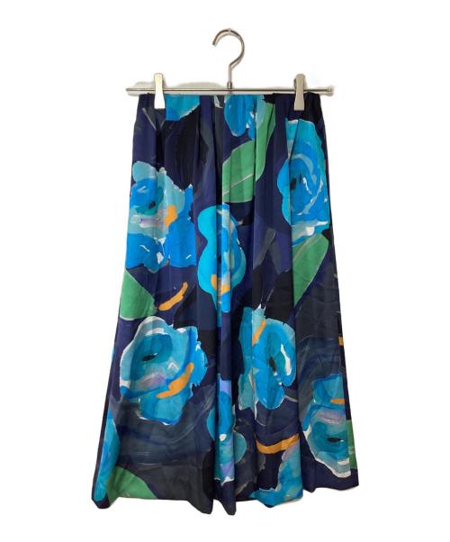 BALLSEY（ボールジィ）BALLSEY (ボールジィ) ダブルフラワープリント ランダムタックフレアスカート ネイビー サイズ:34の古着・服飾アイテム