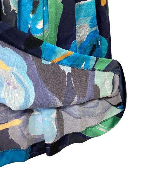 BALLSEY（ボールジィ）BALLSEY (ボールジィ) ダブルフラワープリント ランダムタックフレアスカート ネイビー サイズ:34の古着・服飾アイテム