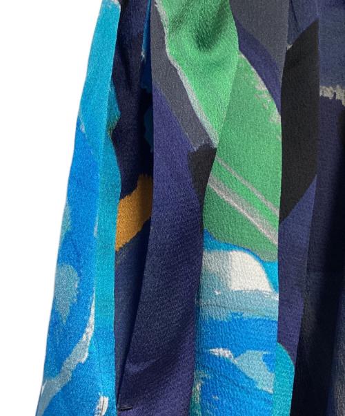 BALLSEY（ボールジィ）BALLSEY (ボールジィ) ダブルフラワープリント ランダムタックフレアスカート ネイビー サイズ:34の古着・服飾アイテム