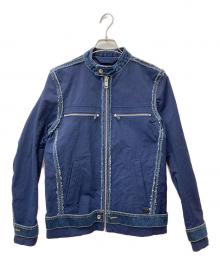 DIESEL（ディーゼル）の古着「シングルライダースジャケット」｜ネイビー