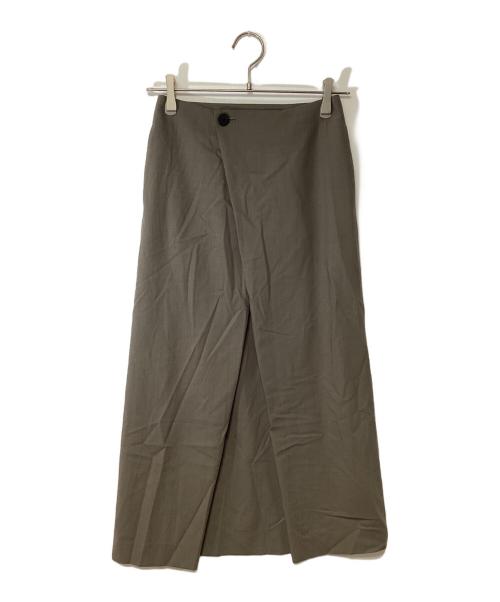 edition（エディション）edition (エディション) トロピカルウール ラップロングスカート オリーブ サイズ:34の古着・服飾アイテム