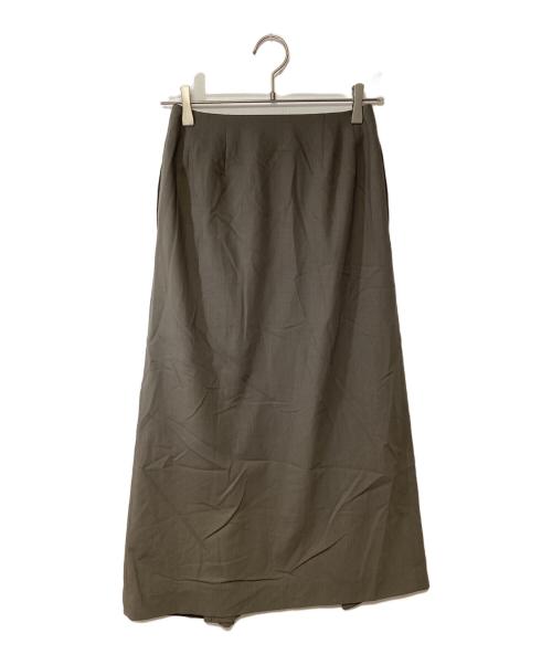 edition（エディション）edition (エディション) トロピカルウール ラップロングスカート オリーブ サイズ:34の古着・服飾アイテム