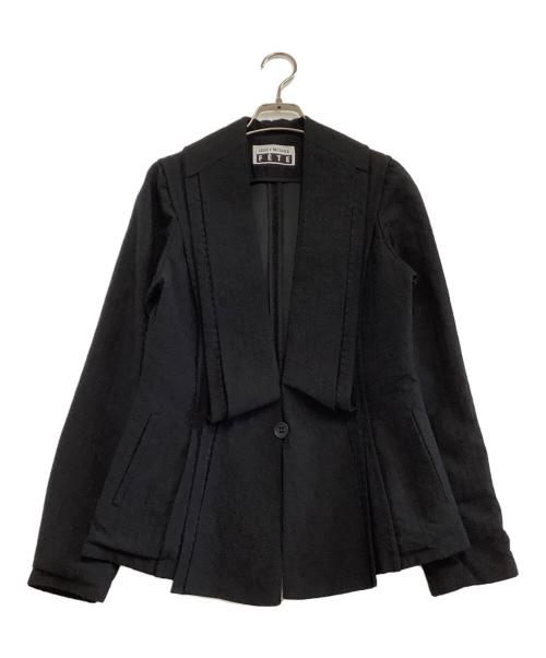 ISSEY MIYAKE FETE（イッセイミヤケフェット）ISSEY MIYAKE FETE (イッセイミヤケフェット) ドットジャガードジャケット ブラック サイズ:2の古着・服飾アイテム