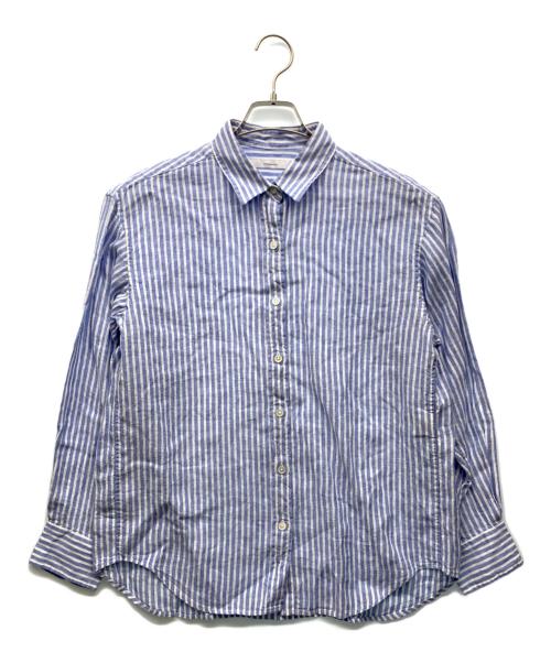 FRAMeWORK（フレームワーク）FRAMeWORK (フレームワーク) フレンチリネンレギュラーカラーシャツ ブルー×ホワイト サイズ:‐の古着・服飾アイテム