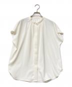 23区ニジュウサンク）の古着「バックサテンアムンゼン パールボタンブラウス」｜ホワイト
