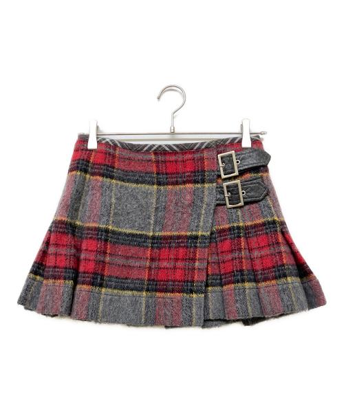 Vivienne Westwood RED LABEL（ヴィヴィアンウエストウッドレッドレーベル）Vivienne Westwood RED LABEL (ヴィヴィアンウエストウッドレッドレーベル) ベルテッドウールラップチェックスカート レッド サイズ:1の古着・服飾アイテム