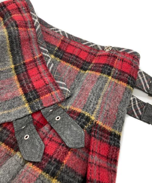 Vivienne Westwood RED LABEL（ヴィヴィアンウエストウッドレッドレーベル）Vivienne Westwood RED LABEL (ヴィヴィアンウエストウッドレッドレーベル) ベルテッドウールラップチェックスカート レッド サイズ:1の古着・服飾アイテム