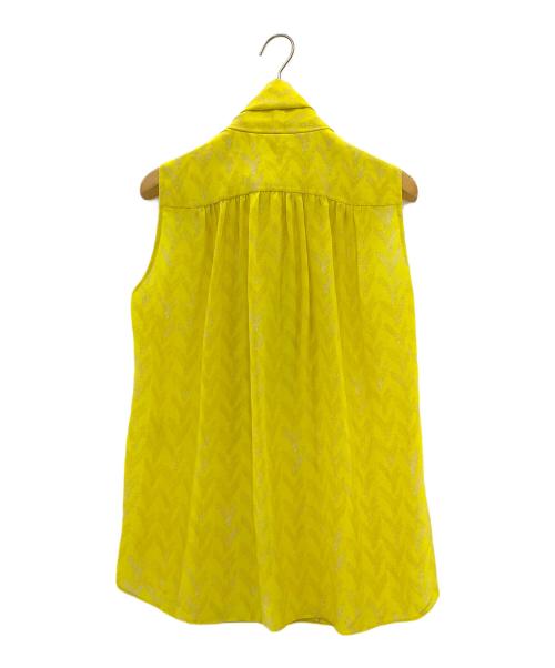 DRAWER（ドゥロワー）Drawer (ドゥロワー) イエロープリント ボウタイ ノースリーブブラウス イエロー サイズ:36の古着・服飾アイテム