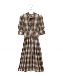 HER LIP TO（ハーリップトゥ）の古着「Chelsea Checked Tie Dress」｜ブラウン