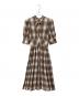 Her lip to（ハーリップトゥ）の古着「Chelsea Checked Tie Dress」｜ブラウン