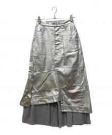 AULA AILA（アウラアイラ）の古着「REVERSIBLE TULLE COMBINATION SKIRT」｜シルバー