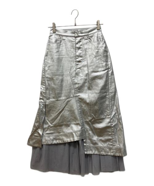 AULA AILA（アウラアイラ）AULA AILA (アウラアイラ) REVERSIBLE TULLE COMBINATION SKIRT シルバーの古着・服飾アイテム