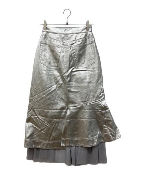 AULA AILA（アウラアイラ）AULA AILA (アウラアイラ) REVERSIBLE TULLE COMBINATION SKIRT シルバーの古着・服飾アイテム