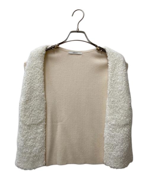 ANAYI（アナイ）ANAYI (アナイ) モールコンビクルーネックジレ アイボリー サイズ:38の古着・服飾アイテム