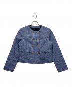 ANAYIアナイ）の古着「メランジツイードノーカラー ジャケット」｜ブルー