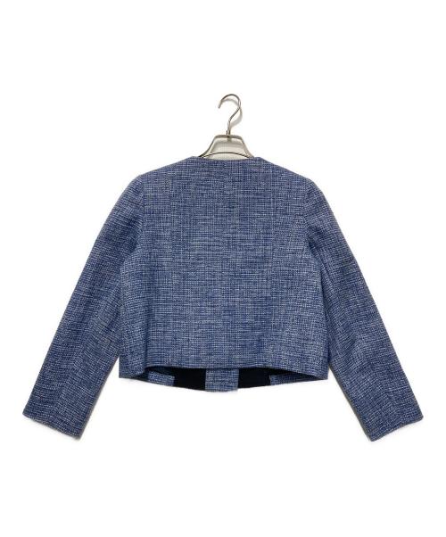 ANAYI（アナイ）ANAYI (アナイ) メランジツイードノーカラー ジャケット ブルー サイズ:38の古着・服飾アイテム