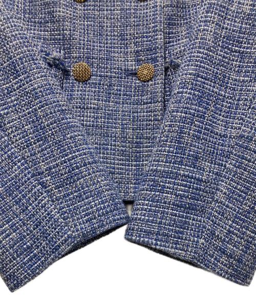ANAYI（アナイ）ANAYI (アナイ) メランジツイードノーカラー ジャケット ブルー サイズ:38の古着・服飾アイテム