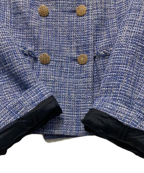 ANAYI（アナイ）ANAYI (アナイ) メランジツイードノーカラー ジャケット ブルー サイズ:38の古着・服飾アイテム