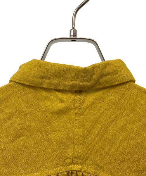 Honnete（オネット）Honnete (オネット) オーバーダイ アイリッシュリネン 半袖 ギャザー ブラウス イエロー サイズ:Fの古着・服飾アイテム