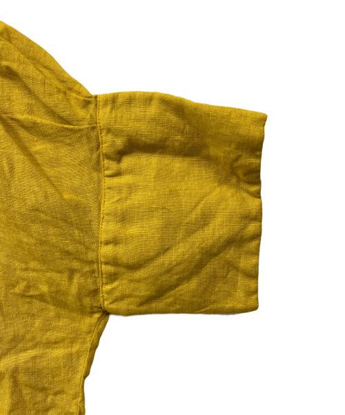 Honnete（オネット）Honnete (オネット) オーバーダイ アイリッシュリネン 半袖 ギャザー ブラウス イエロー サイズ:Fの古着・服飾アイテム