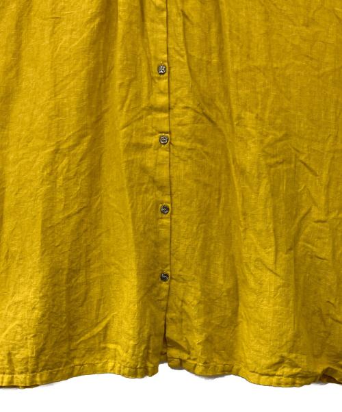 Honnete（オネット）Honnete (オネット) オーバーダイ アイリッシュリネン 半袖 ギャザー ブラウス イエロー サイズ:Fの古着・服飾アイテム