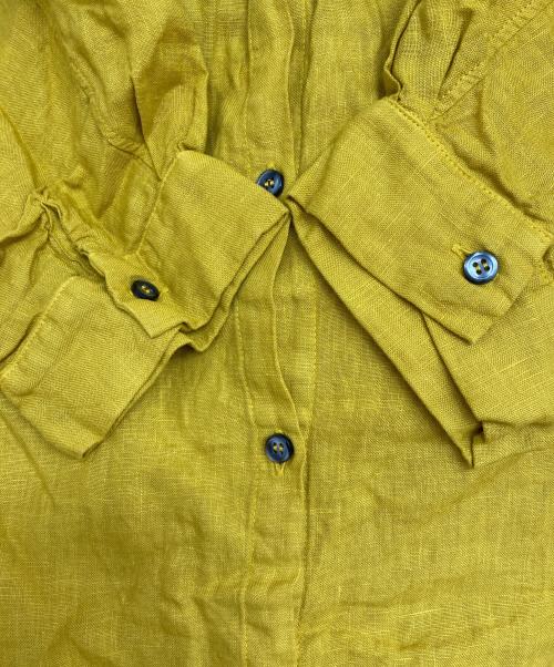 Honnete（オネット）Honnete (オネット) オーバーダイ アイリッシュリネン 半袖 ノーカラー ワンピース イエロー サイズ:FREEの古着・服飾アイテム