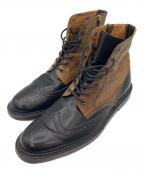 foot the coacherフットザコーチャー）の古着「ストレートチップレザーブーツ」｜ブラウン×ブラック