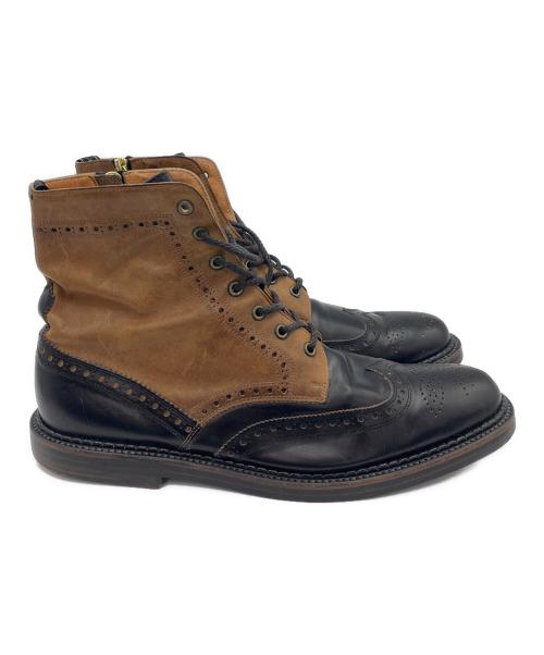 foot the coacher（フットザコーチャー）foot the coacher (フットザコーチャー) ストレートチップレザーブーツ ブラウン×ブラック サイズ:9の古着・服飾アイテム