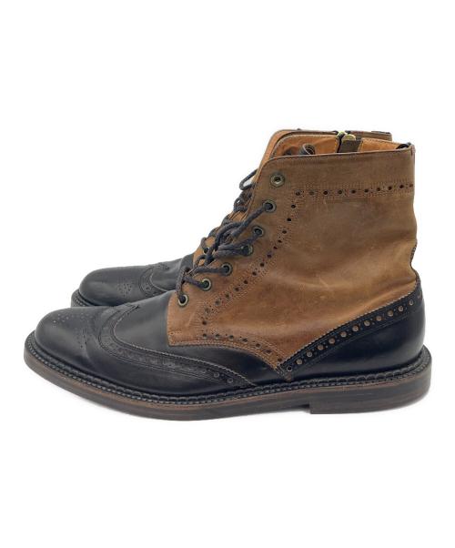 foot the coacher（フットザコーチャー）foot the coacher (フットザコーチャー) ストレートチップレザーブーツ ブラウン×ブラック サイズ:9の古着・服飾アイテム