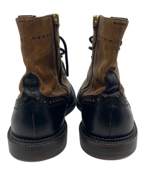 foot the coacher（フットザコーチャー）foot the coacher (フットザコーチャー) ストレートチップレザーブーツ ブラウン×ブラック サイズ:9の古着・服飾アイテム